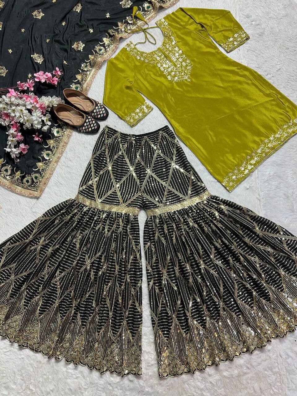 SALWAR KAMEEZ INDIAN PAKISTANI WEDDING PARTY DRESS BOLLYWOOD SHARARA PLAZZO SUIT