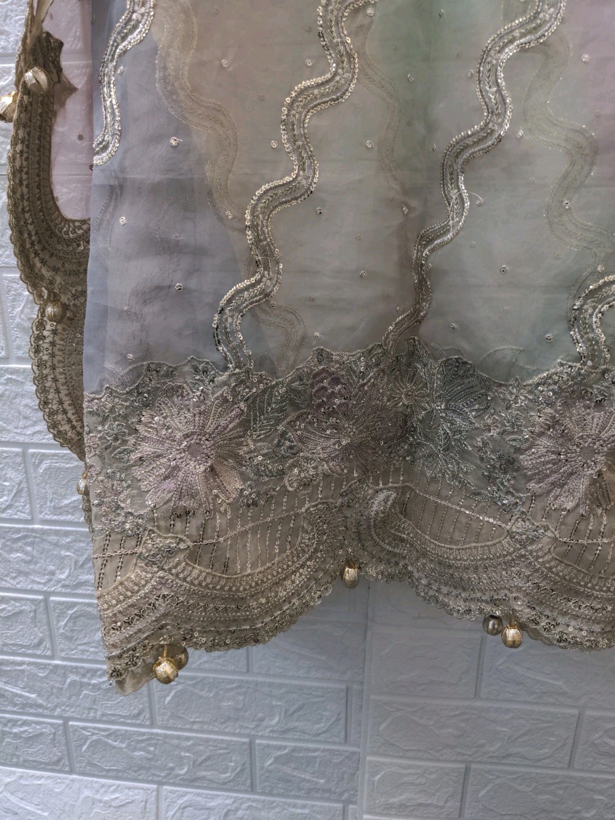New BAROQUE Embroidered Chiffon Pakistani Wedding Dress Sz Custom Size