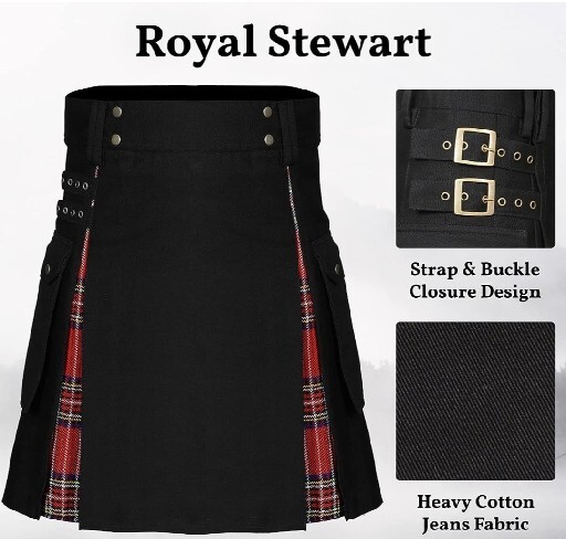 size 48 Hybrid Utility Kilts for Men Traditional Tartan Kilt 100% Cotton Jeans