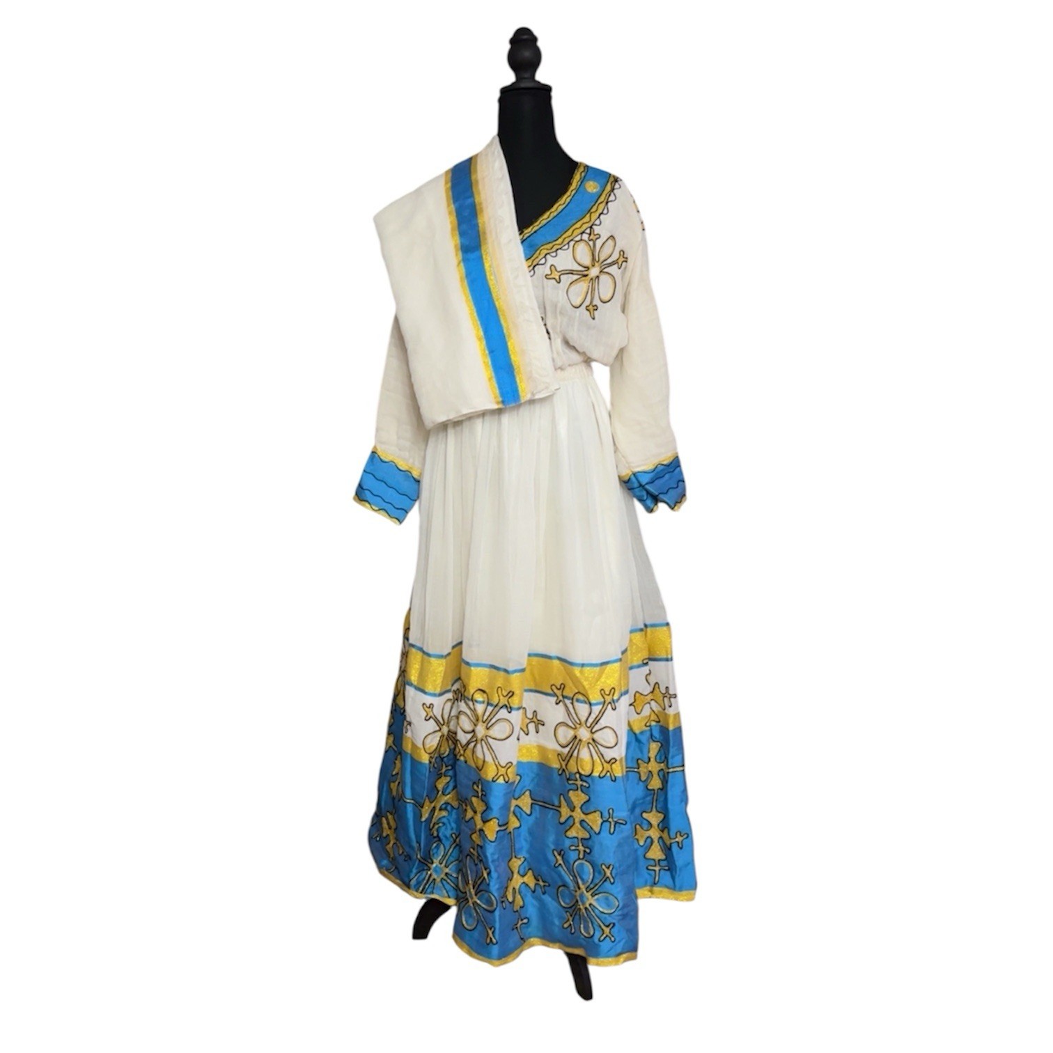 Ethiopian Eritrean Handmade Habesha Dress One Size Fits All 100% Cotton New NWT