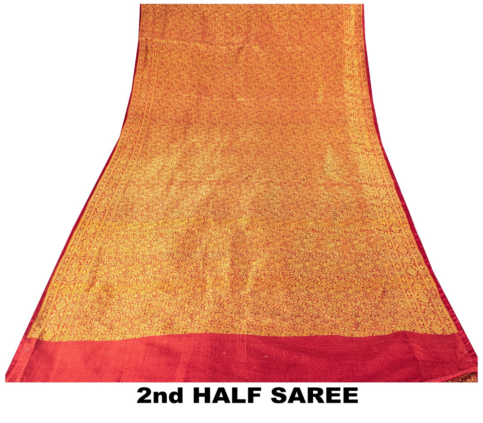 Sanskriti Vintage Red Blend Silk Saree Banarasi Brocade Zari Handwoven 5Yd Craft