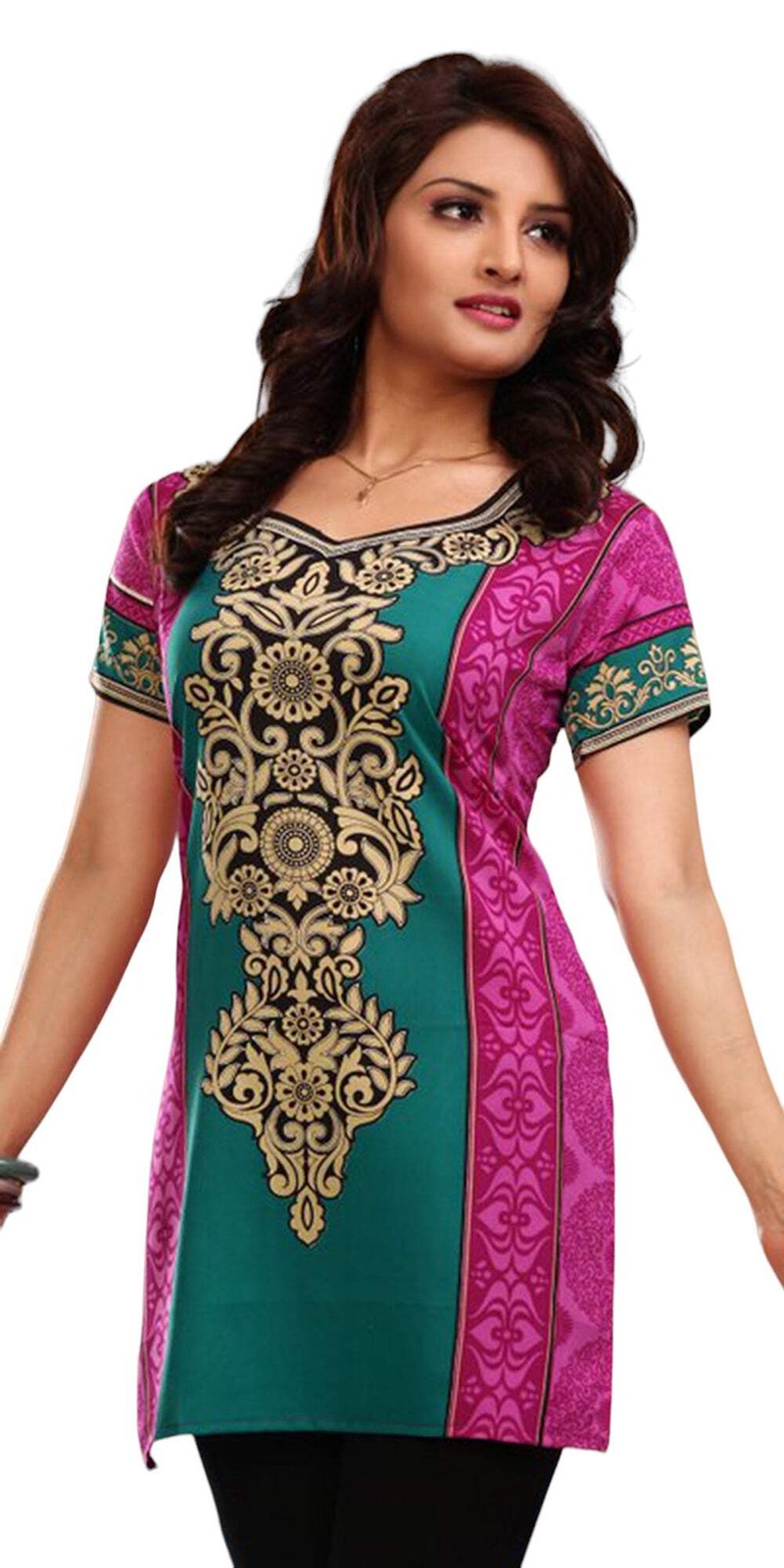 Printed Crape Kurtis for Women Short Round Neck Kurti 1912-SS