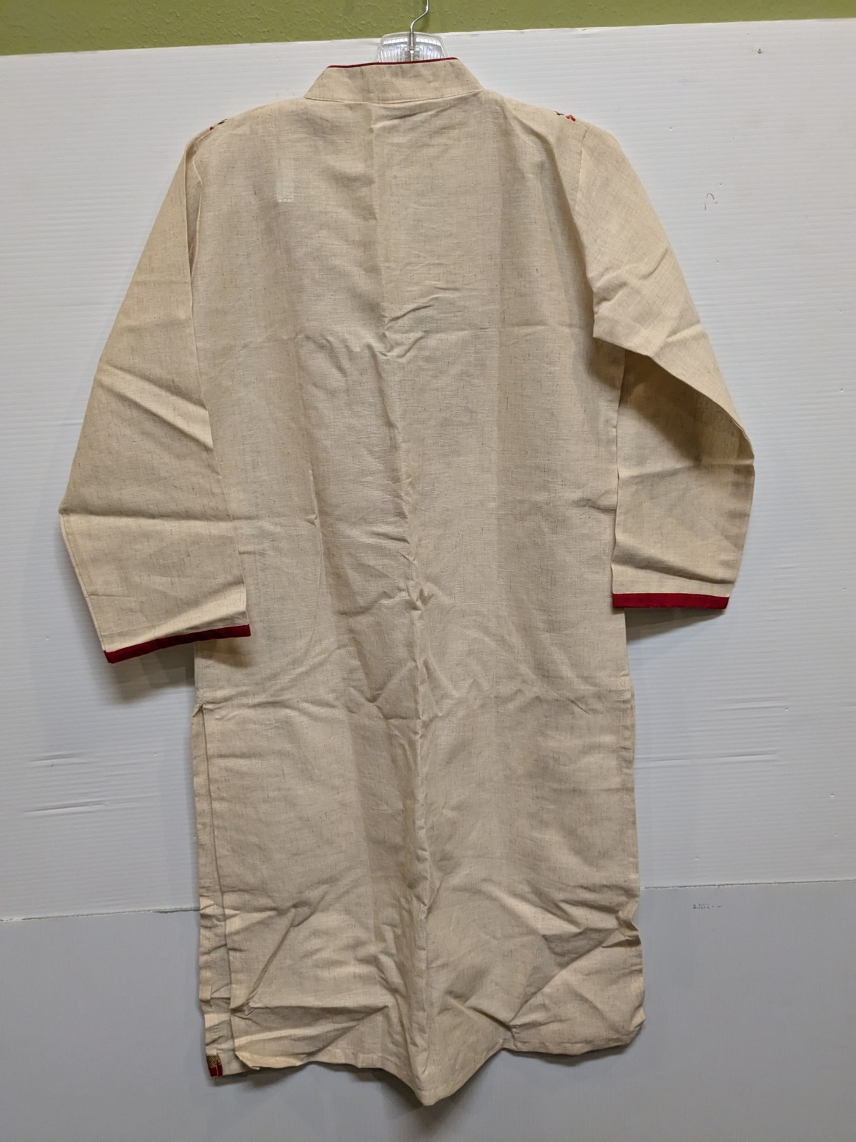 Indian/Pakistani Linen Embroidered Beige Shalwar Kameez NWOT Size L