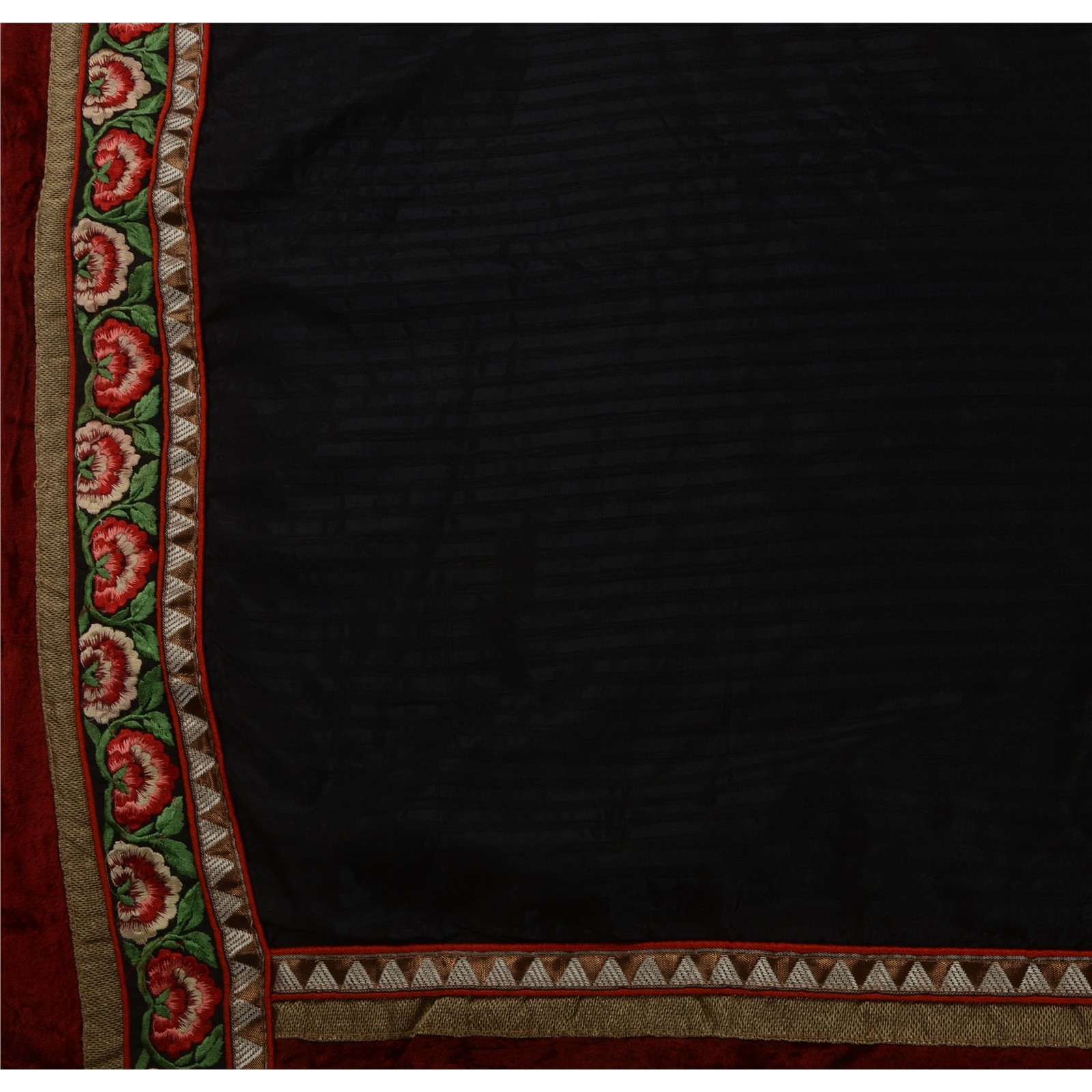 Sanskriti Vintage Indian Sarees Art Silk Embroidered Woven Fabric 5 Yard Sari