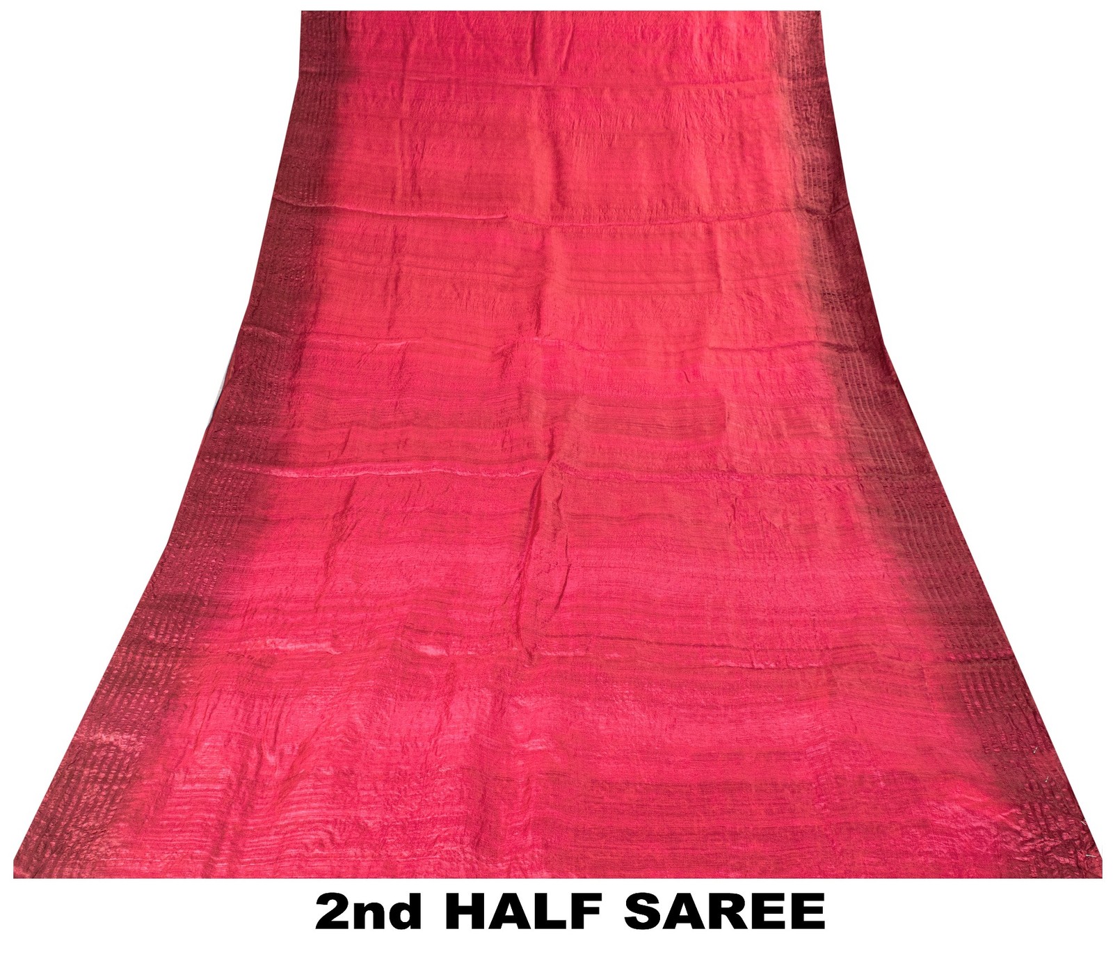 Sanskriti Vintage Red 100% Pure Silk 5 Yard Sarees Embroidered Sari Craft Fabric