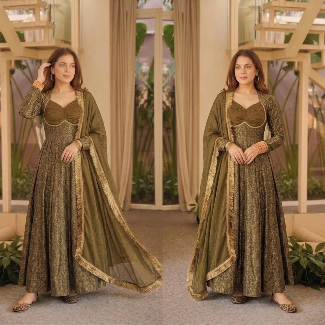 Presenting New Brocade Jacquard Anarkali Suit With Dupatta For Function Wear