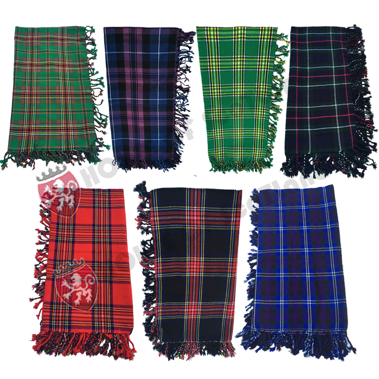 HS Scottish Kilt Fly Plaid Acrylic Wool Tartans Highland Purled Fringe Plaids