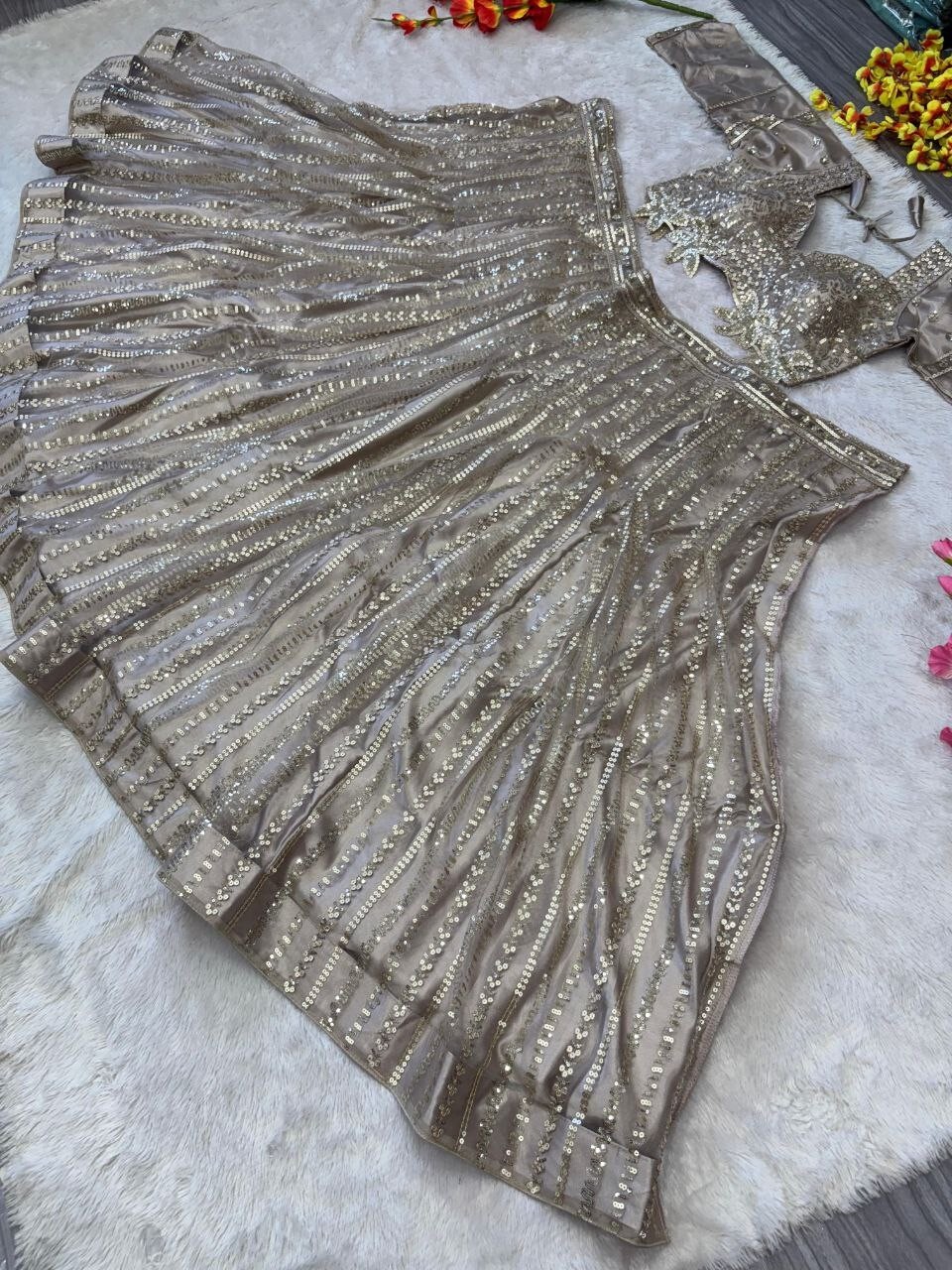 Unique Soft Net Silver Lehenga Choli With Dupatta For Engagement & Party Wear