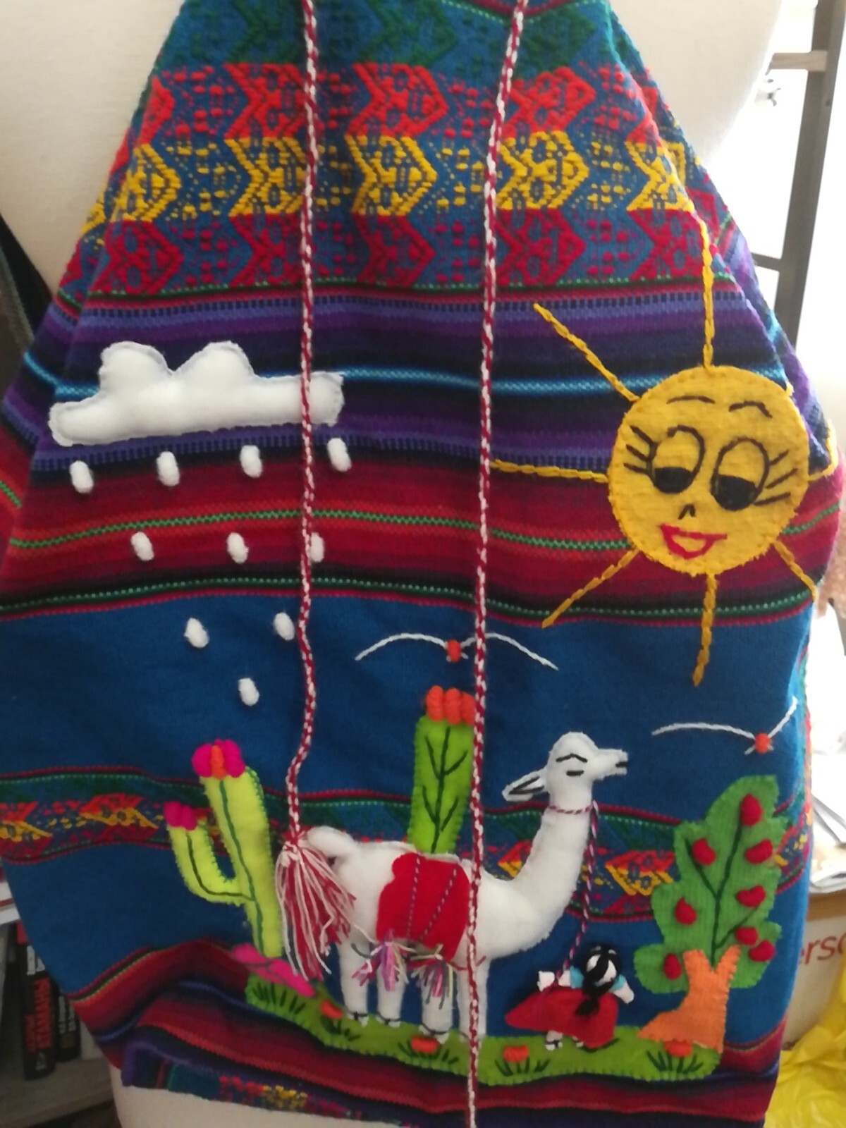 SERAPE HANDMADE BACKPACK Bag Colorful South American Mexican Peru Western Wool L