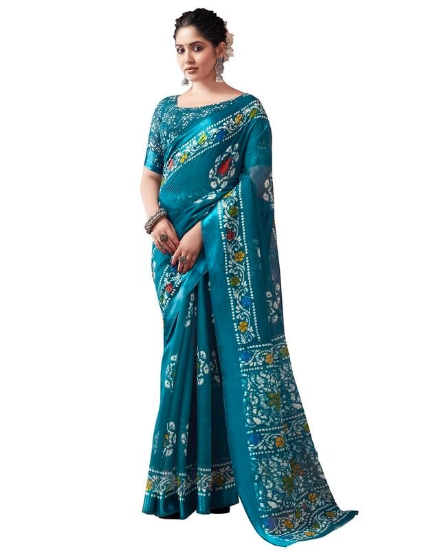 Women’s Cotton Printed Saree With Unstitched Blouse Piece