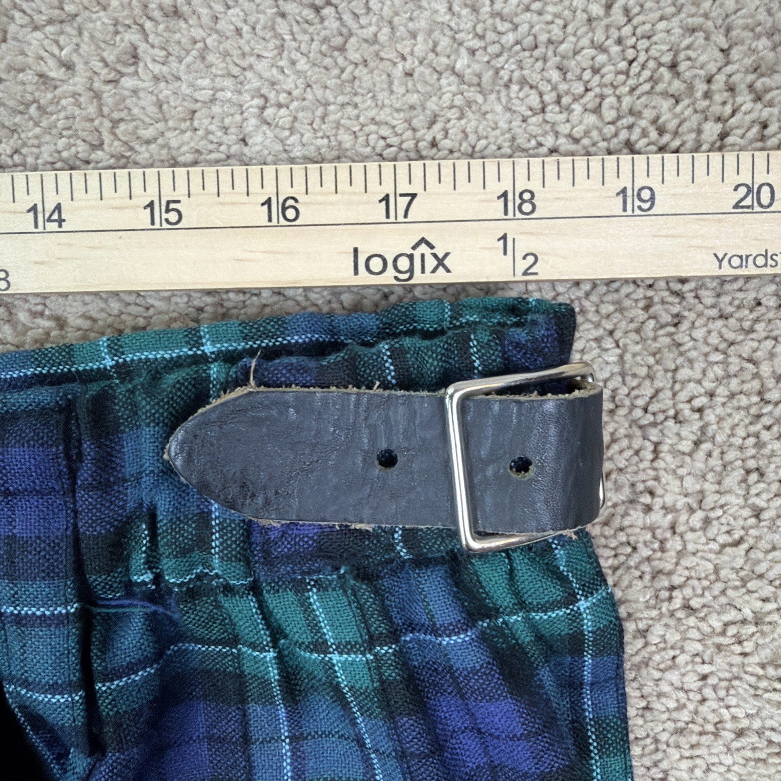 Sport Kilt Green Plaid Made in USA Hook & Loop Closure PolyBlend Black Watch