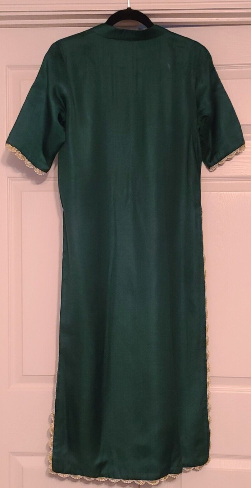 Traditional Indian Kurta Green Lined with Gold lace/Pearl Bead Trim Trupti Bhula