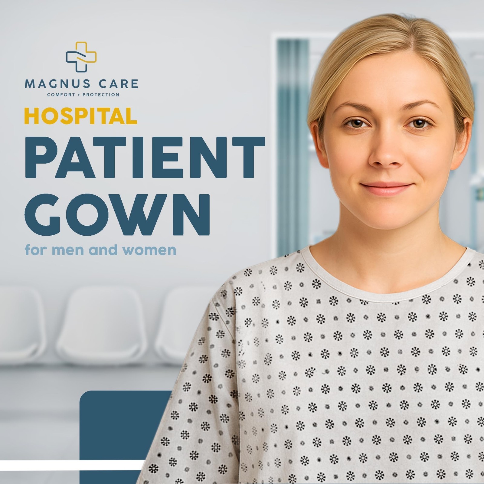 Magnus Care Hospital Gown for Woman & Men, Cotton Blend Fashionable Unisex Pa…