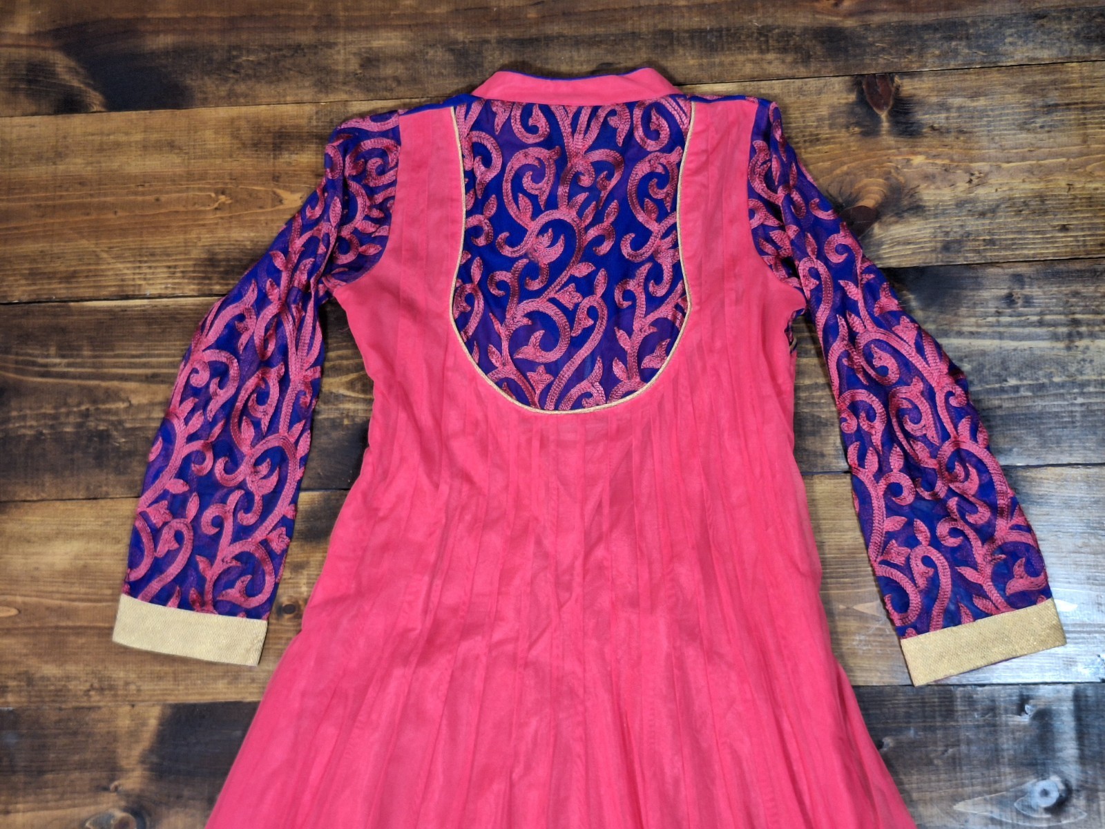 Indian Pakistani Dress Party Wear Bollywood Dress Pink Blue Gold Size Large