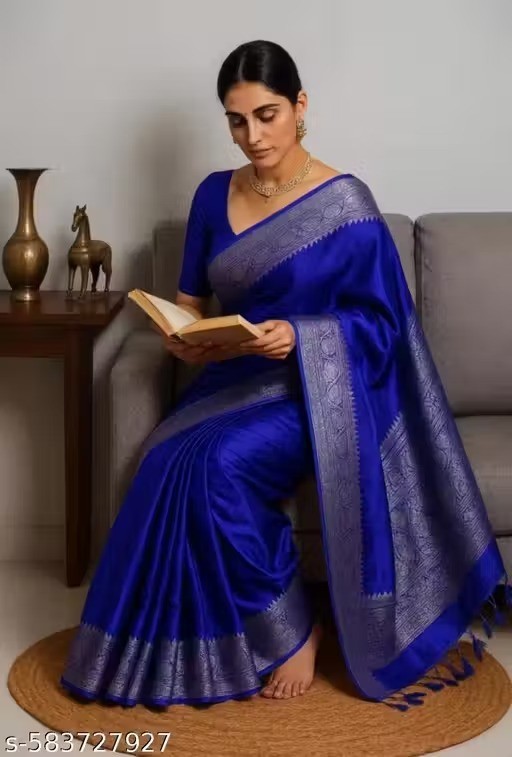 Indian Women’s Banarsi Silk Saree With Unstitched Blouse Festive Party Wear Sari