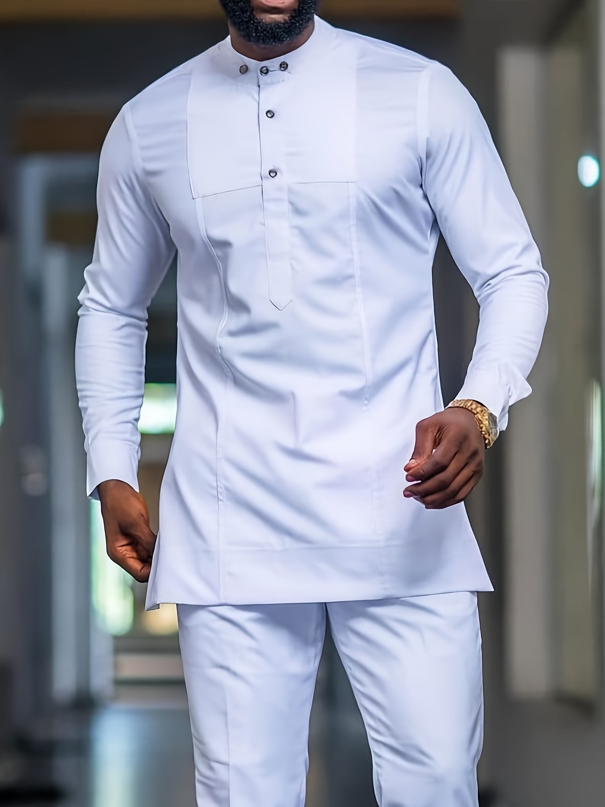 Men’s Traditional 2 Piece Set African Shirt and Pants Set Suit Middle East Suit