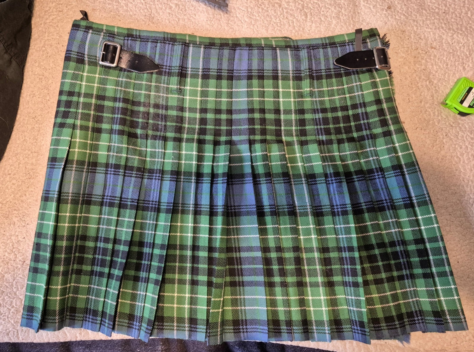 Casual short synthetic wool kilt blue, green, black