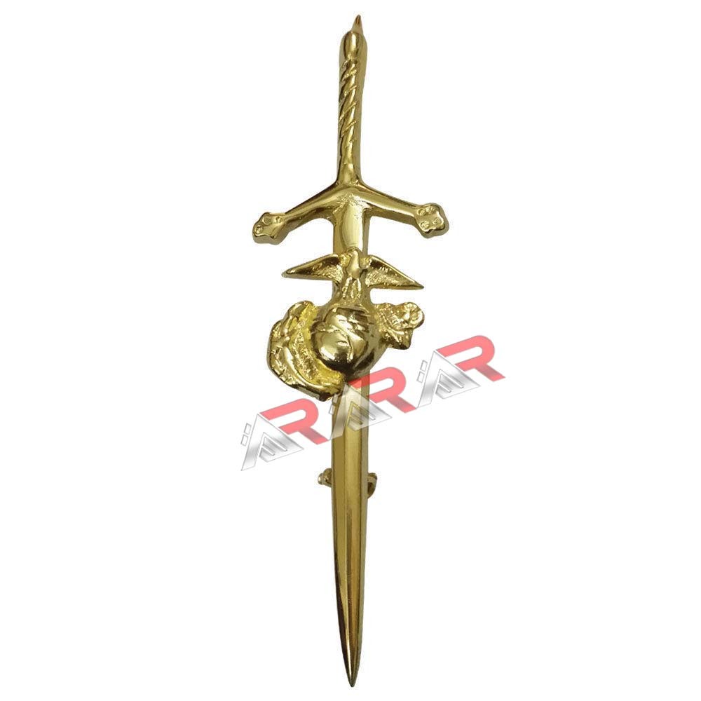 Scottish Kilt Pins US Marine Corps Highland Kilts Pin 4″ Gold Chrome Finish AAR