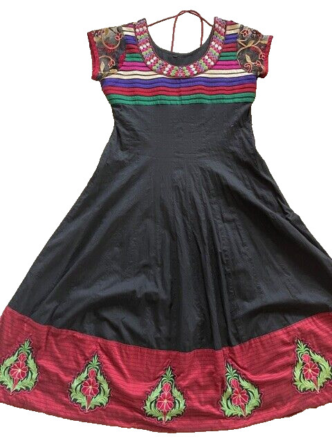 Women Stitched Salwar Kameez suit Long Kurti Size M Black