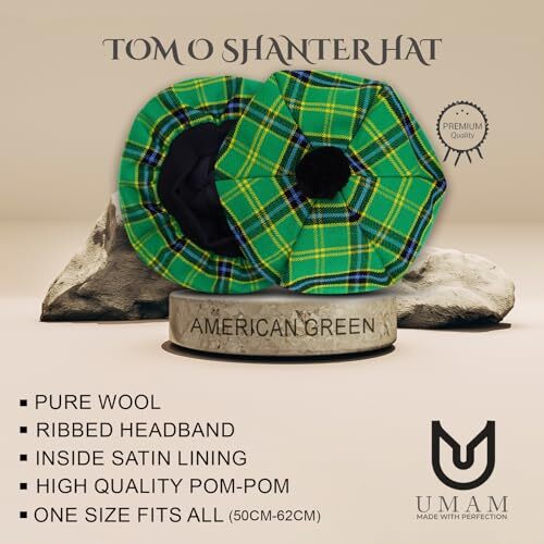 Scottish Traditional Tam o’ Shatner Acrylic One Size American Green 029tcp