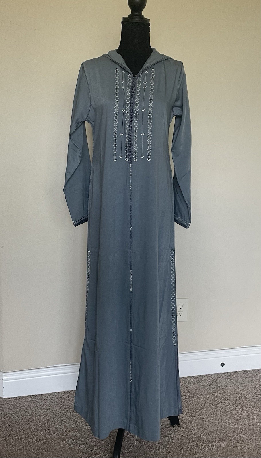 Blue-grey Women Moroccan Jelaba Size S