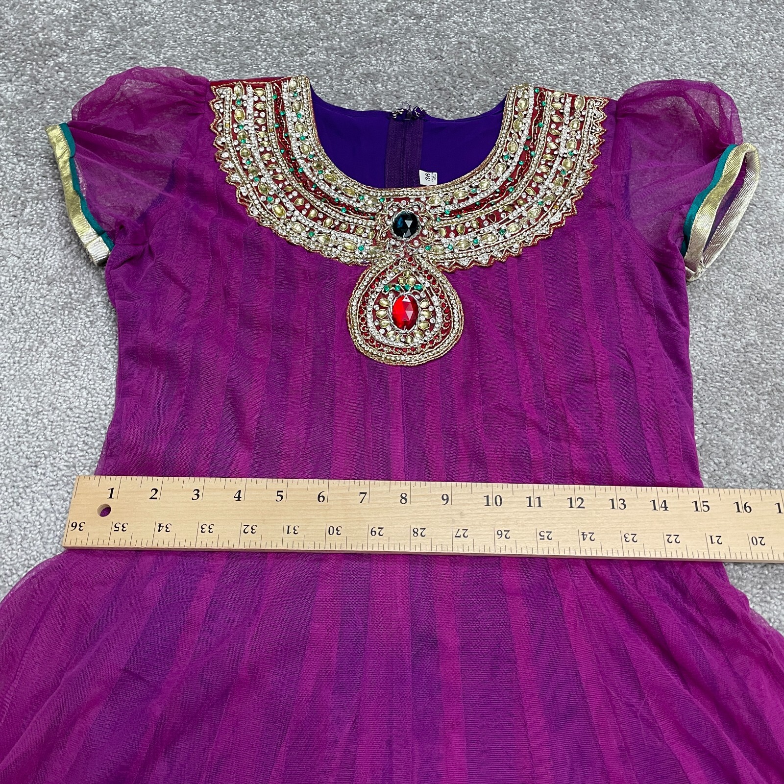 Unbranded Rhinestones Indian Dress Womens 36 Purple Short Sleeve Salwar Kameez