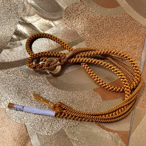 Pure Silk Kumihimo Obijime Cord 170cm Gold Brown Japanese Kimono Accessory