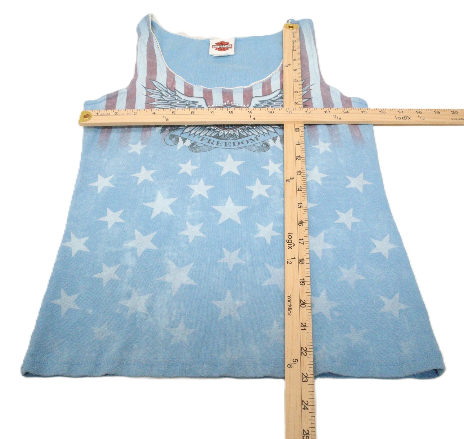 Harley-Davidson Women’s L Tank Top Stars Stripes Eagle Wings Rhinestones T0354