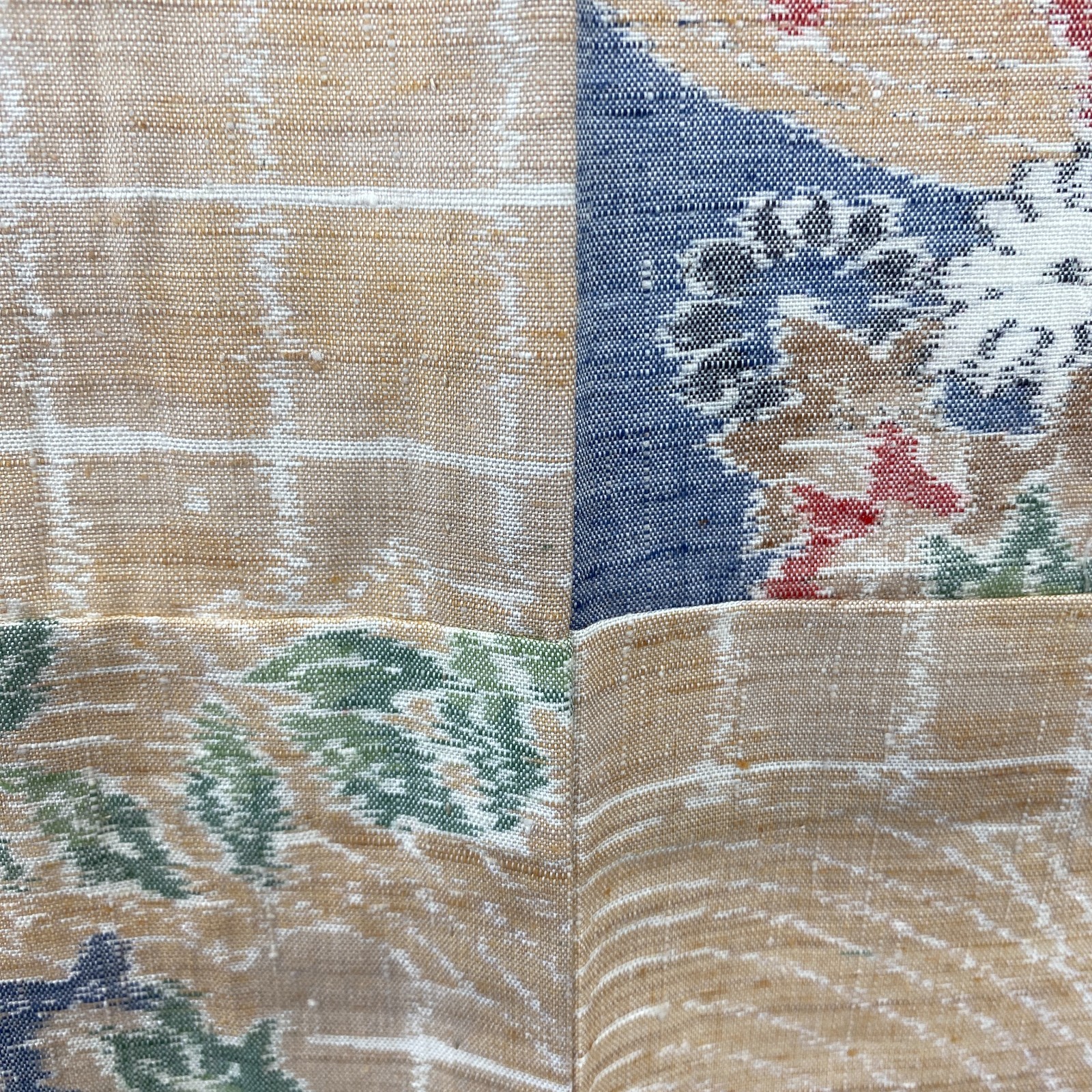 Japanese Vintage Kimono Silk Beige No Lining Traditional Authentic Length 62 in