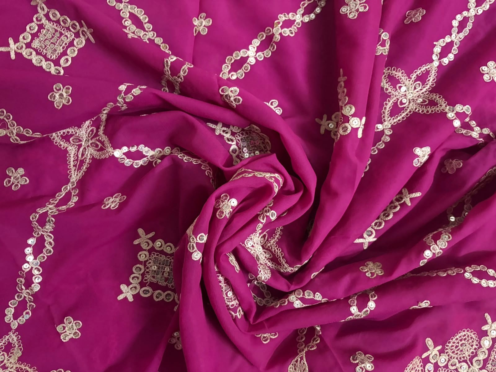 Pink Bridal Dress Traditional Attire Women Wrap Georgette Used Embroidered Saree