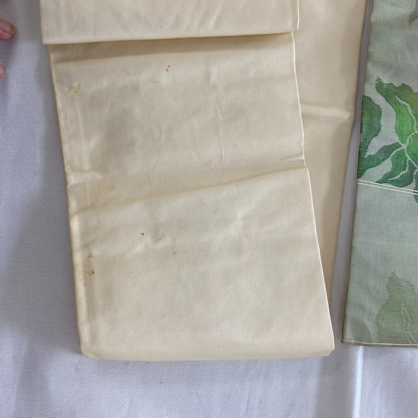 Japanese Vintage Kimono Nagoya Obi Silk Green Drit Traditional 137 x 12 in