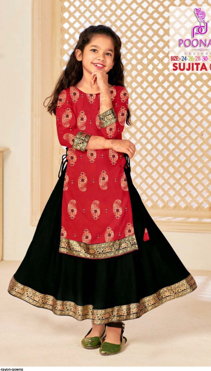 Elegant Girls’ Rayon Gown-Style Dress: Graceful and Stylish