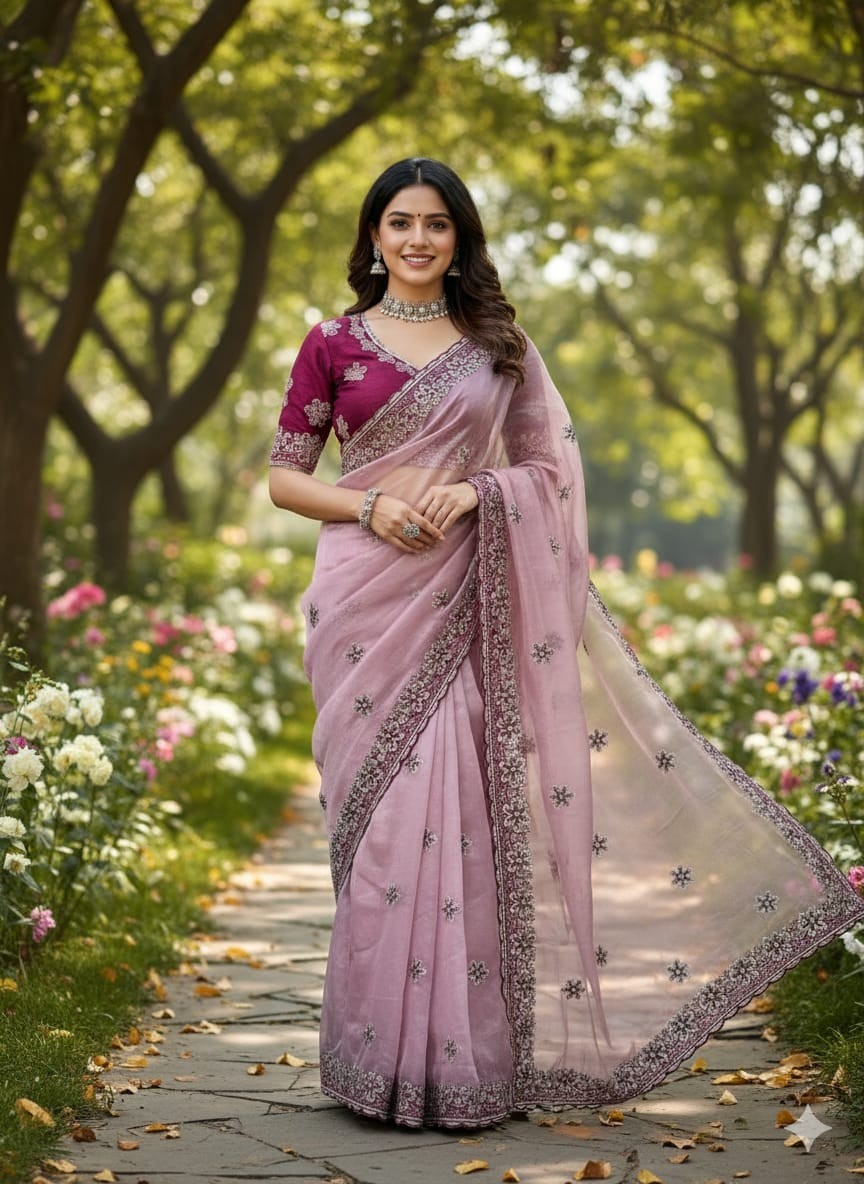 Indian Bollywood Soft Silk Saree Wedding Party Wear Sari With Full Stitch Blouse