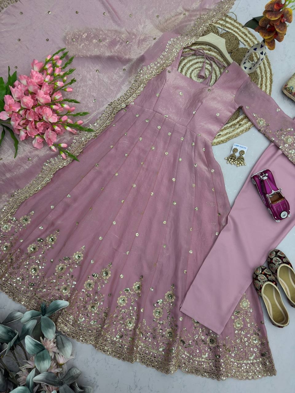 Anarkali Gown For Indian Wedding Reception Party wear 3 Pics Dress for women