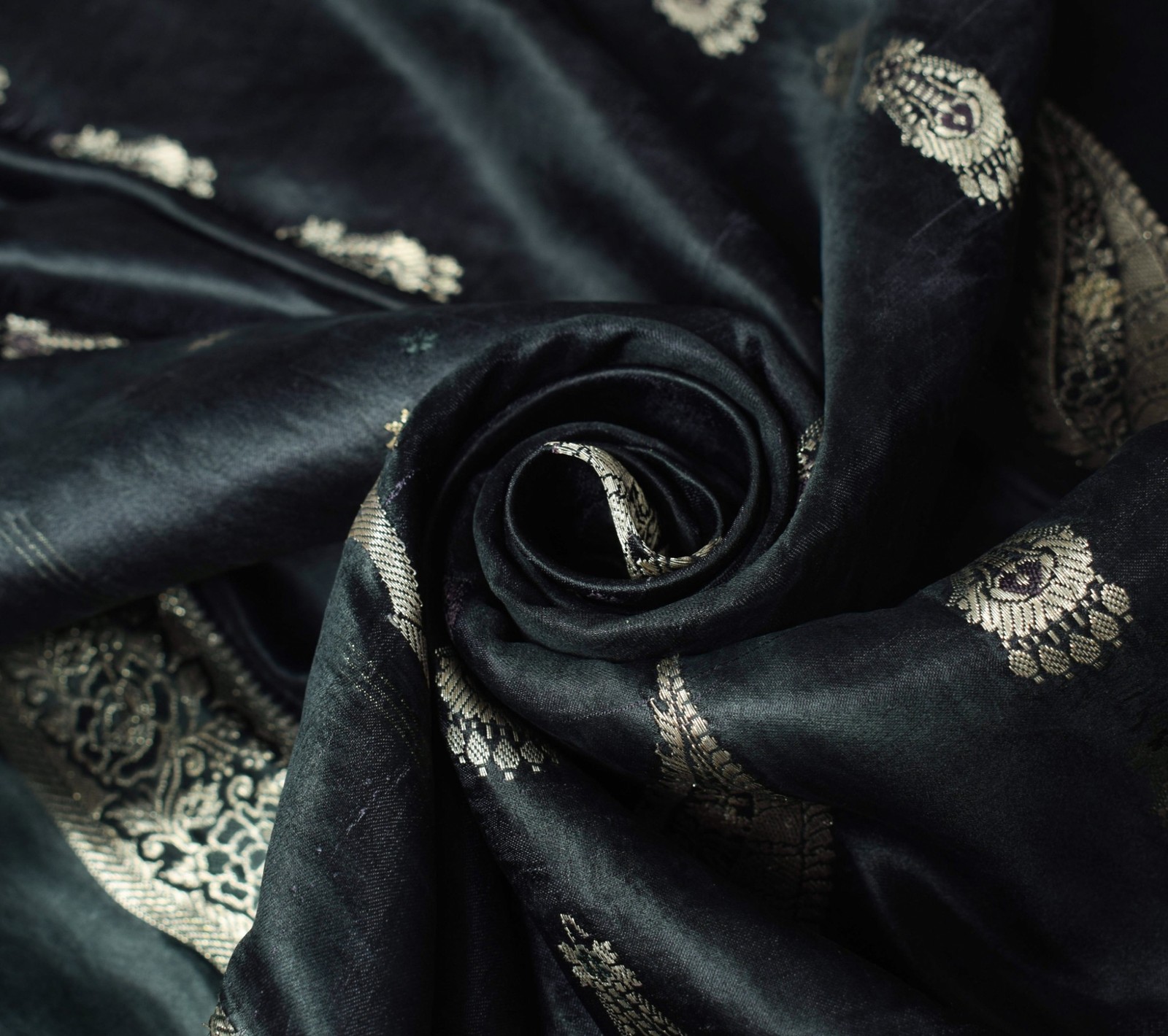 Sushila Vintage Heavy Saree Pure Satin Silk Banarasi Brocade Woven Sari Fabric