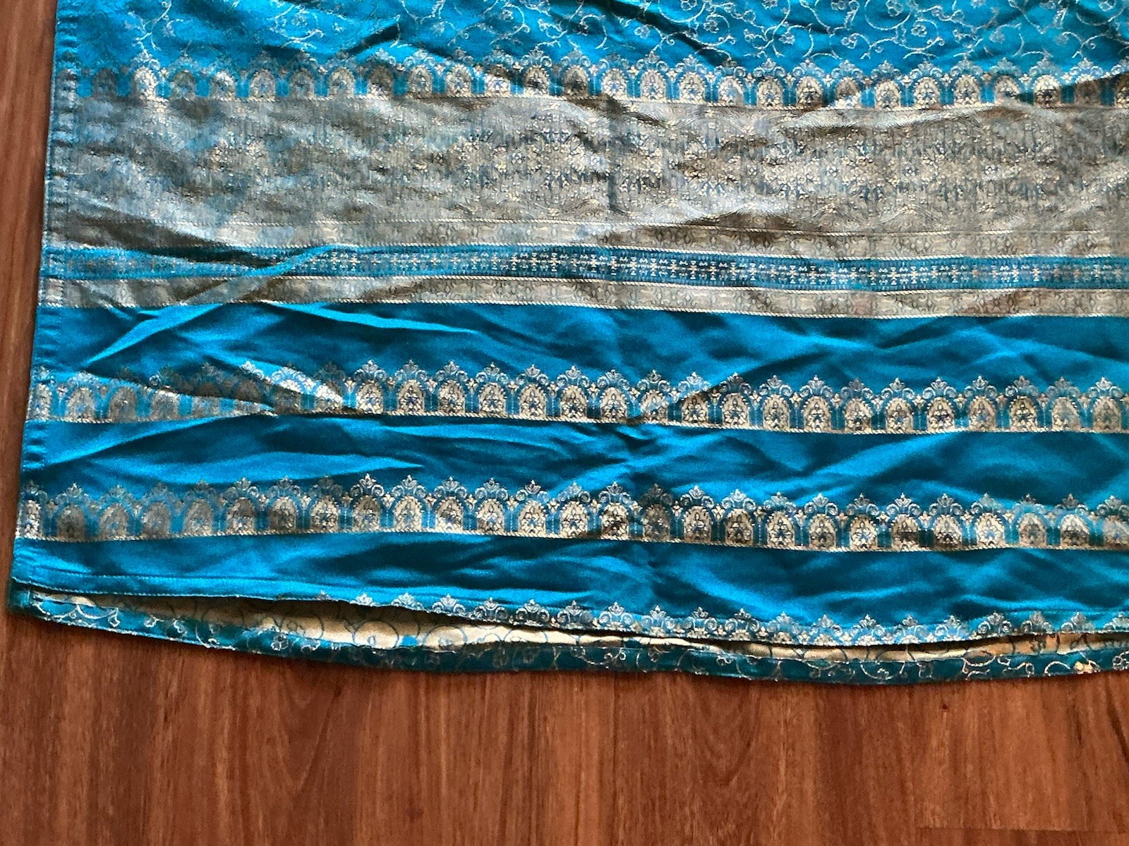 Brocade Jacquard Blue Kameez Kurta Kurti Tunic 46” Bust, 40” Long, New Dupatta