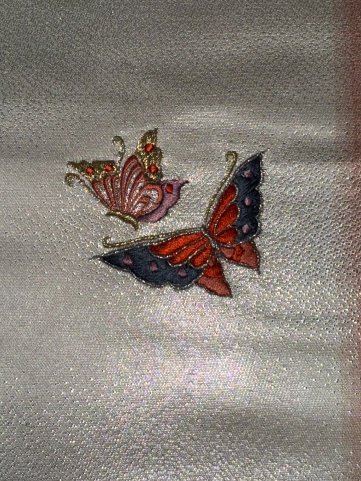 Japanese Vintage Kimono Nagoya Obi polyester silver expensive tradition 137x11in