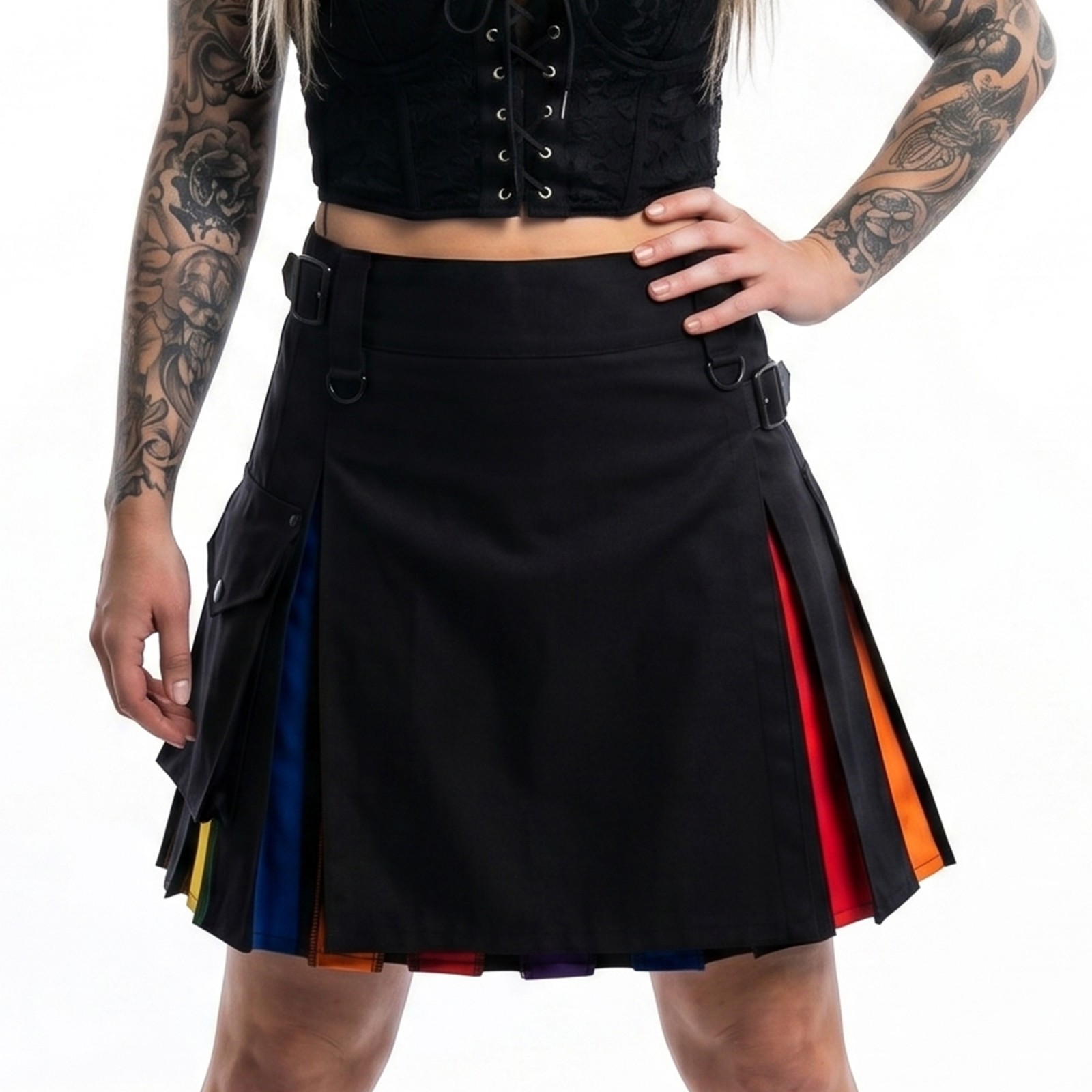 Hybrid Utility Kilts for Women Scottish Traditional Highland Rainbow Kilt