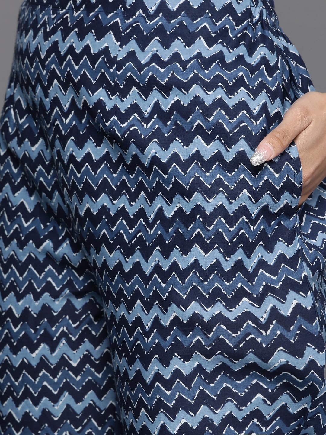 Printed Cotton Straight Kurta With Trousers & Dupatta