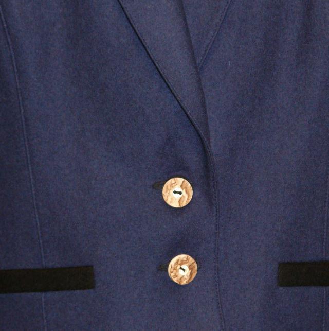BLUE BOILED WOOL JACKET Women AUSTRIA Dress Skirt Suit Winter Coat B40″ 10 M