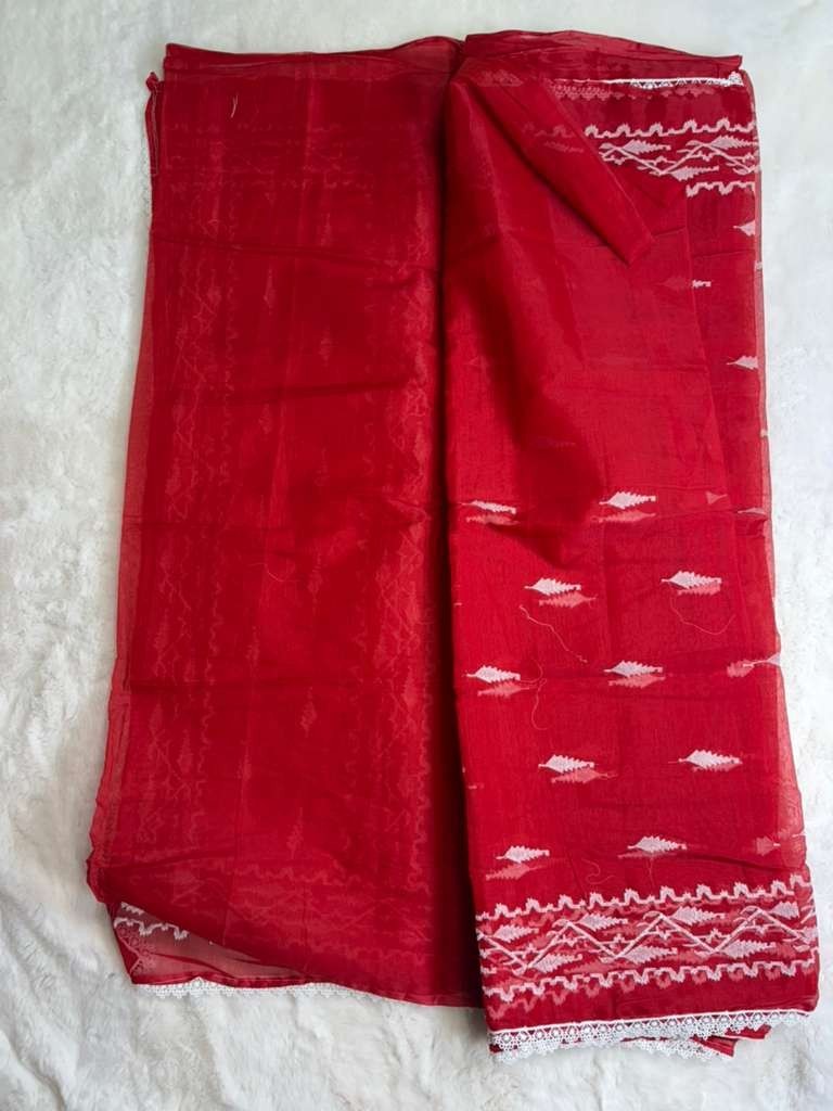 Semi slik embodriory Saree without blouse piece