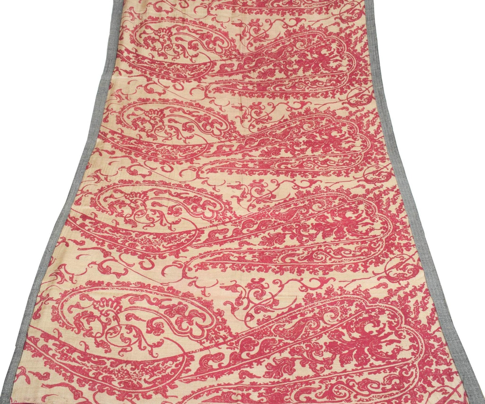 Sushila Vintage Pure Woolen Saree Abstract Print Brown Magenta Soft Sari Fabric