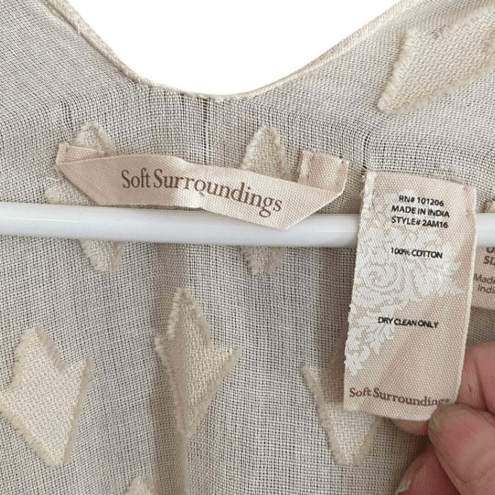 Boho Fringe Kimono Soft Surroundings Ivory Beige Cream Cotton Ruana Wrap One Siz