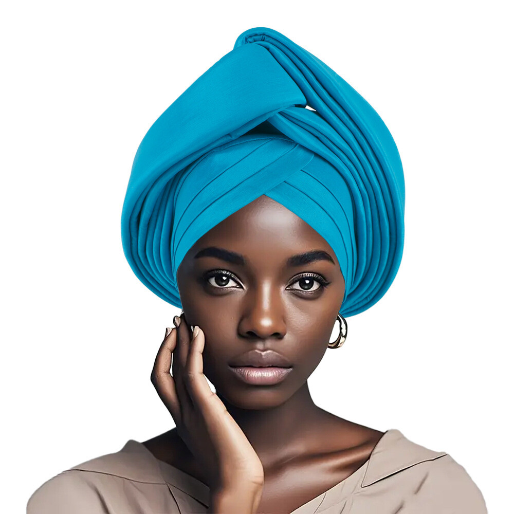 African Women Nigerian Wedding Party Hat Aso Oke Auto Gele Headtie Turban Wraps
