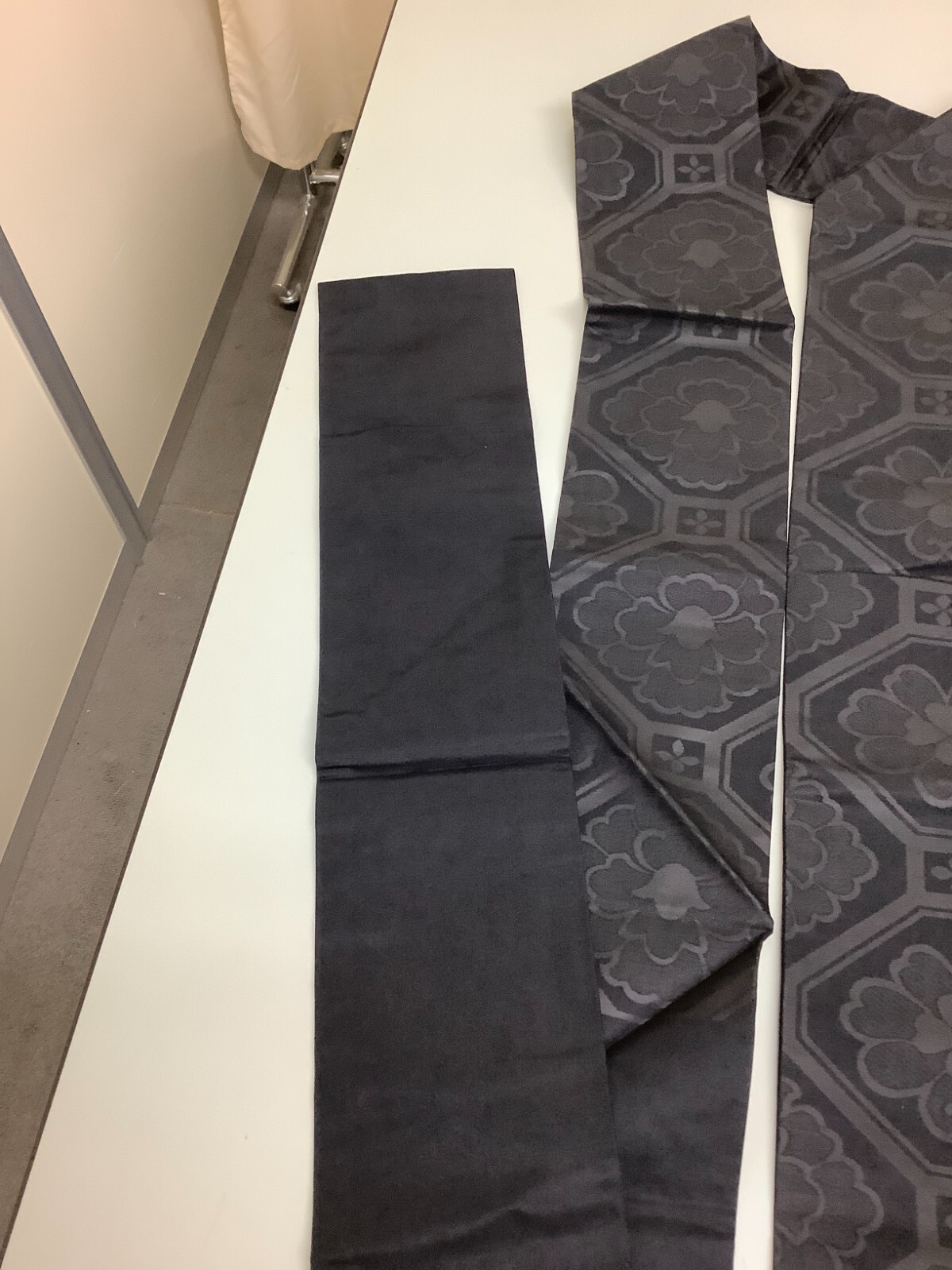 Japanese Vintage Kimono Nagoya silk Obi black rhombus tradition 138.5×11.8inch
