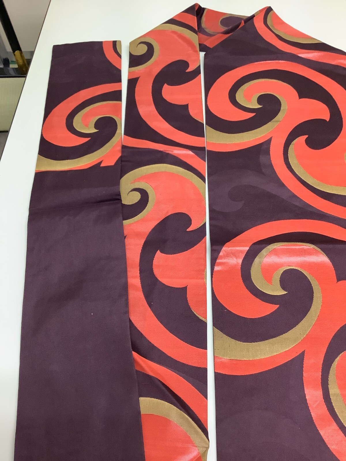 Japanese Vintage Kimono Nagoya Obi pure silk purple tradition 145.6×12.2inch
