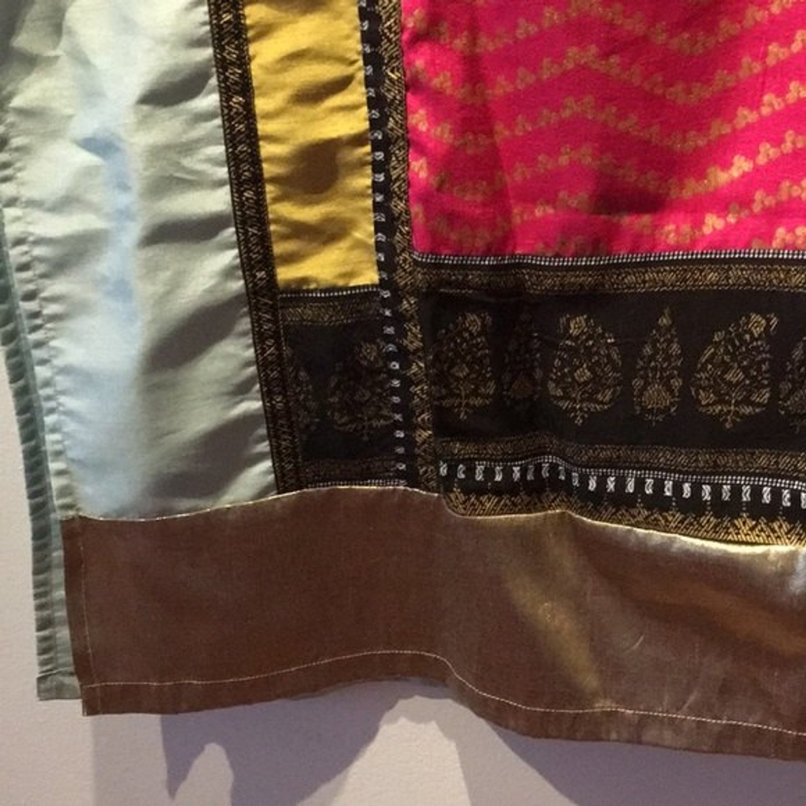 W 18 Kurta Beautiful Print Gold Pink Blue Indian Attire
