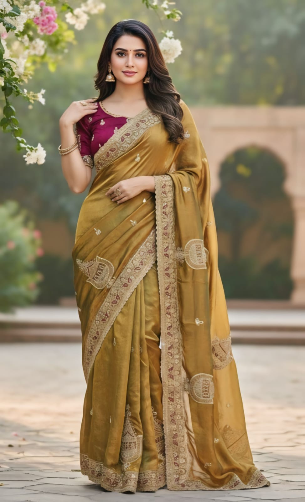 Readymade Silk Saree Ready to Wear Full Stitched Stitched Saree Blouse Designer