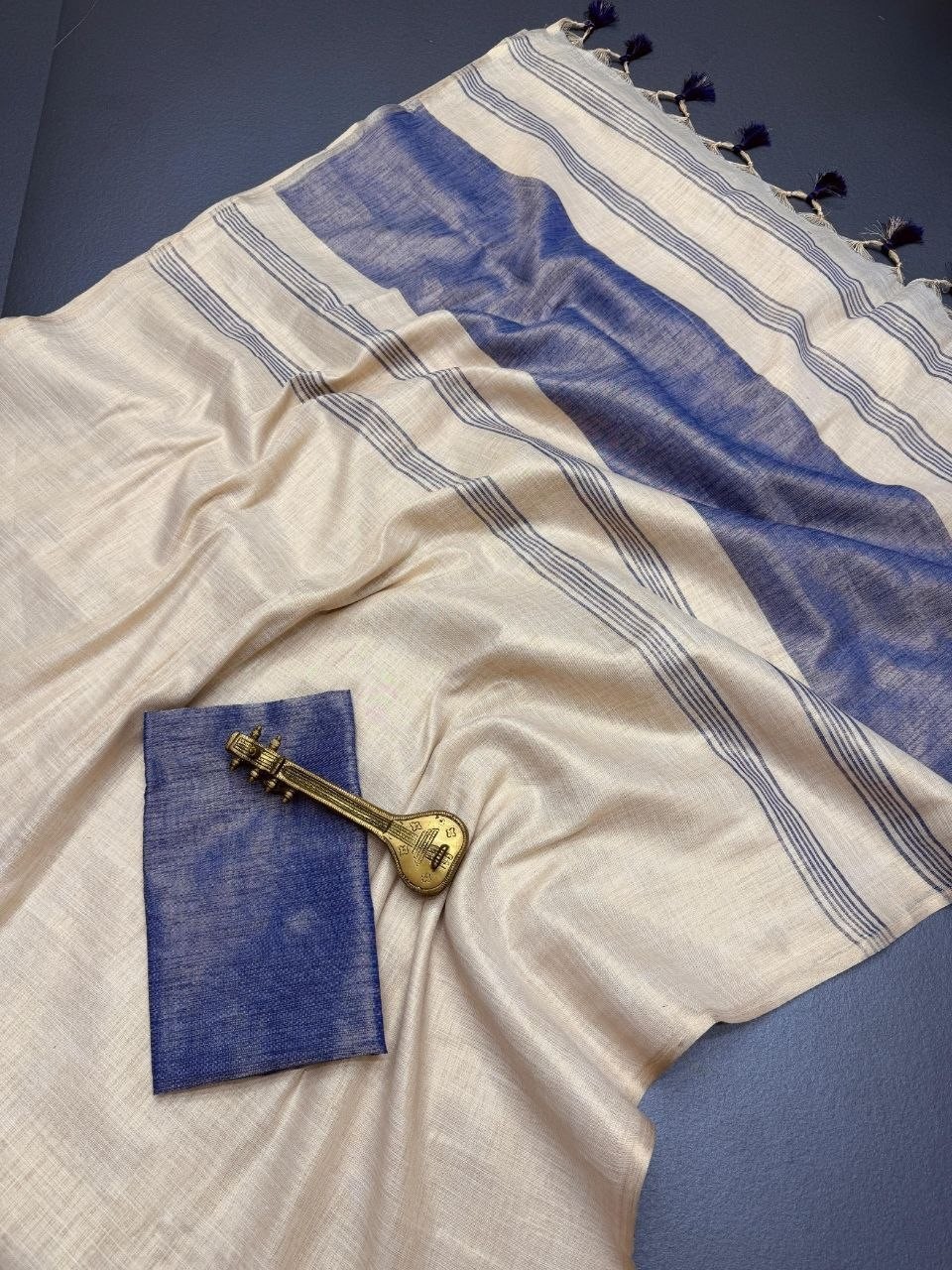 Pure Mysore Silk Soft Linen Saree – Jacquard Design 6.30m w/Blouse
