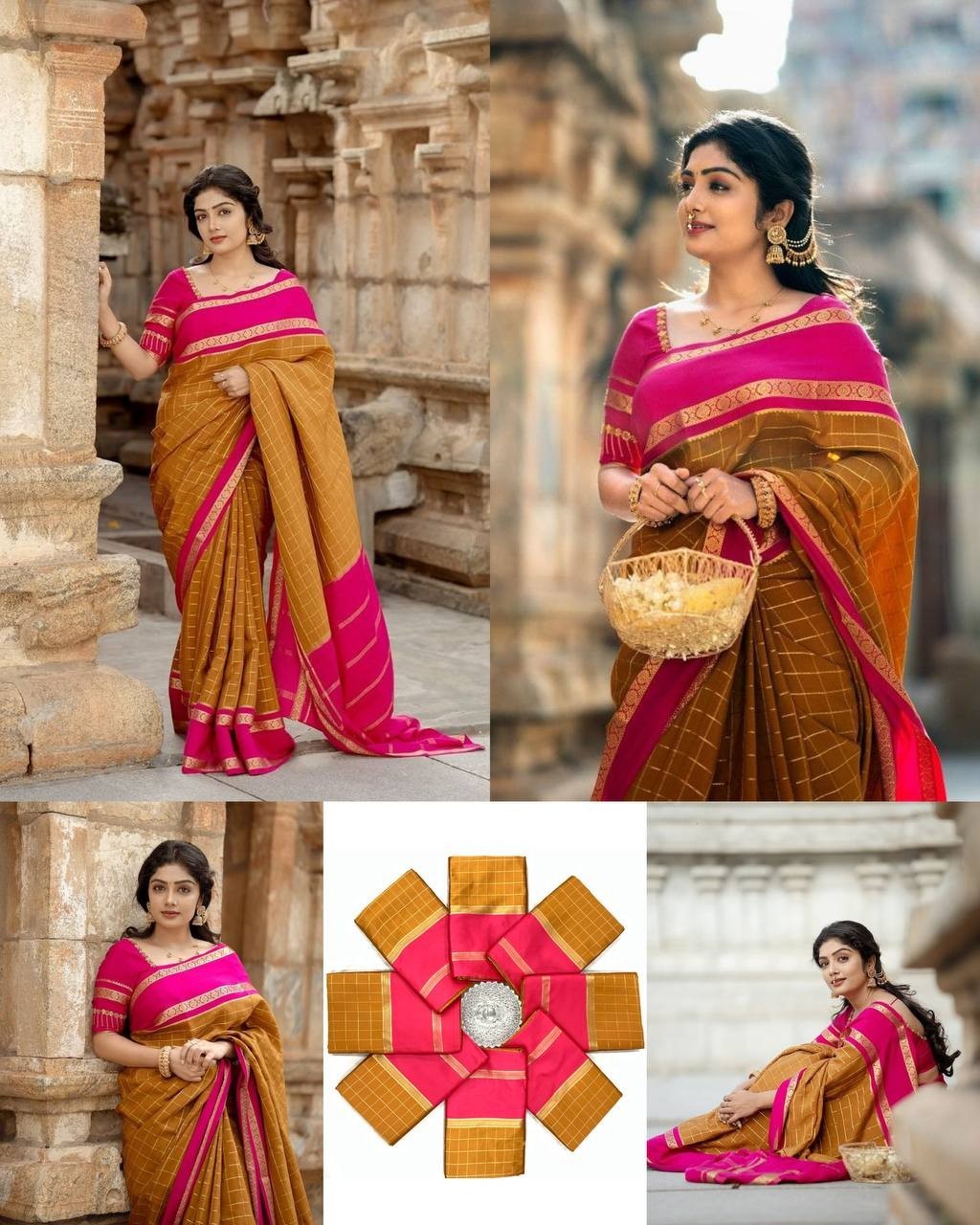 Designer Sari Bollywood Bridal Silk Saree Blouse South Indian Party Wear Saree
